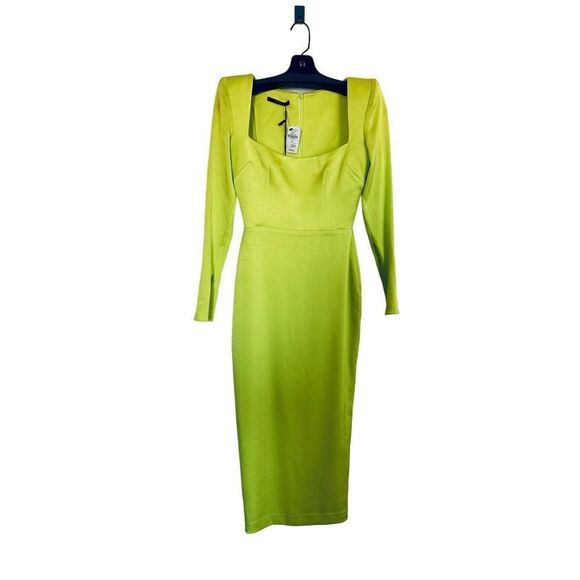 Alex Perry Manor Strong Shoulder Midi dress Acid UK6/US2 - Picture 4 of 9